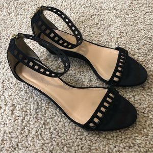 J. Crew Lillian Black Suede Lattice Low Wedges